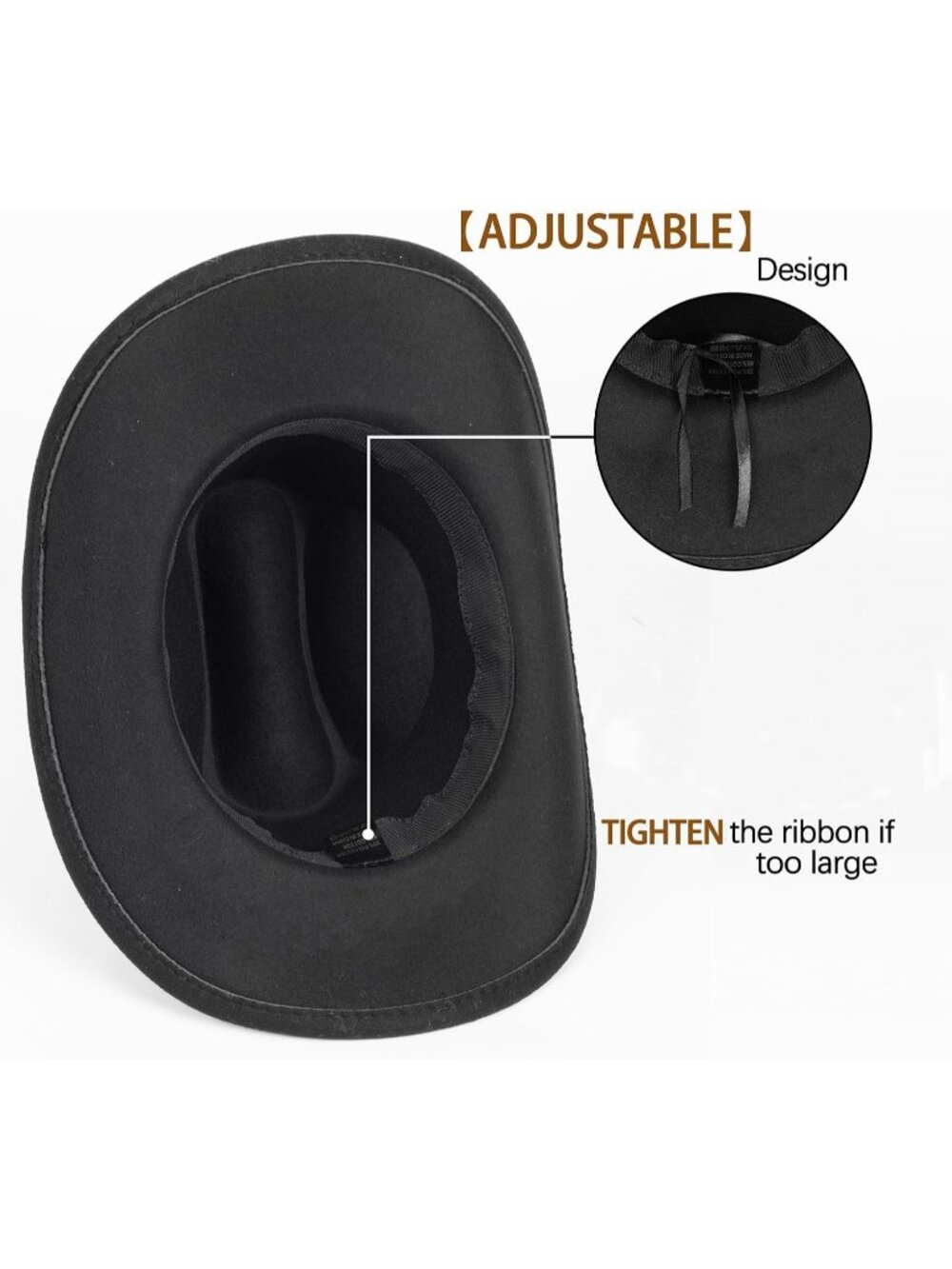 Unisex Black Bull Western Cowboy Hat Classic Roll Up Fedora Hat with Buckle Belt - Picture 4 of 5
